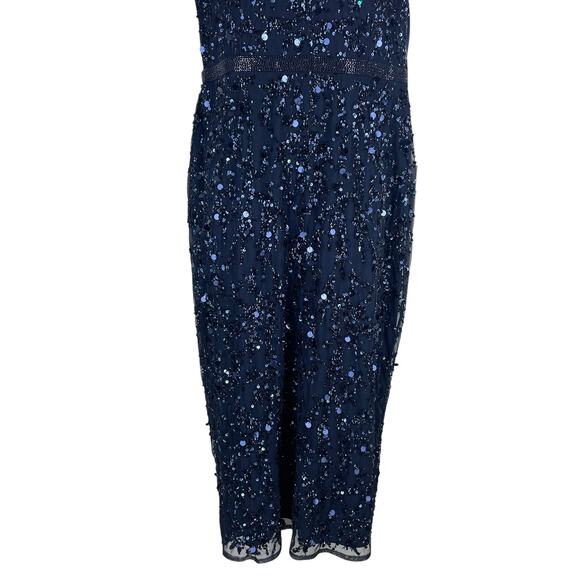 Mac Duggal Sequin Sleeveless Midi Dress 93767 Midnight Blue Size 12 - Picture 7 of 13